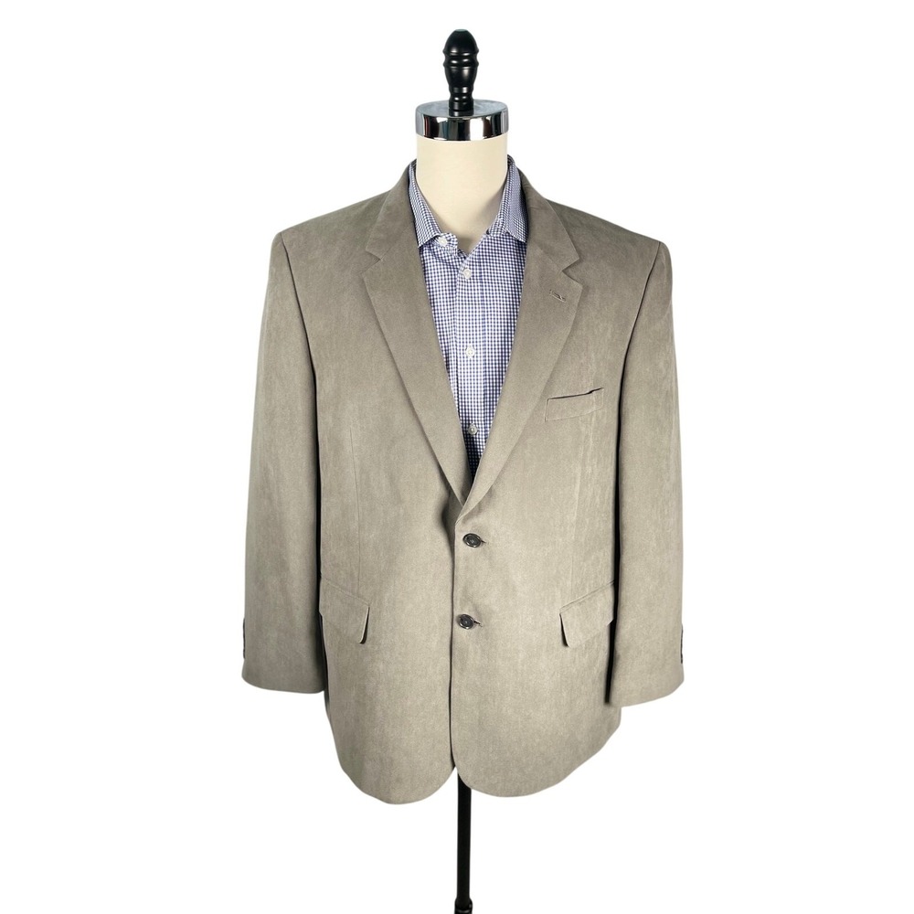 Stafford Essentials Sport Coat Mens 48R Gray Soft Textured Two Button